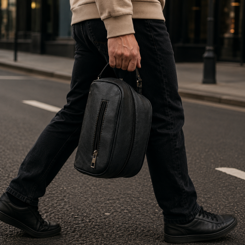 Premium Leather Bag for Men | Travel Dopp Kit & Shaving Organizer