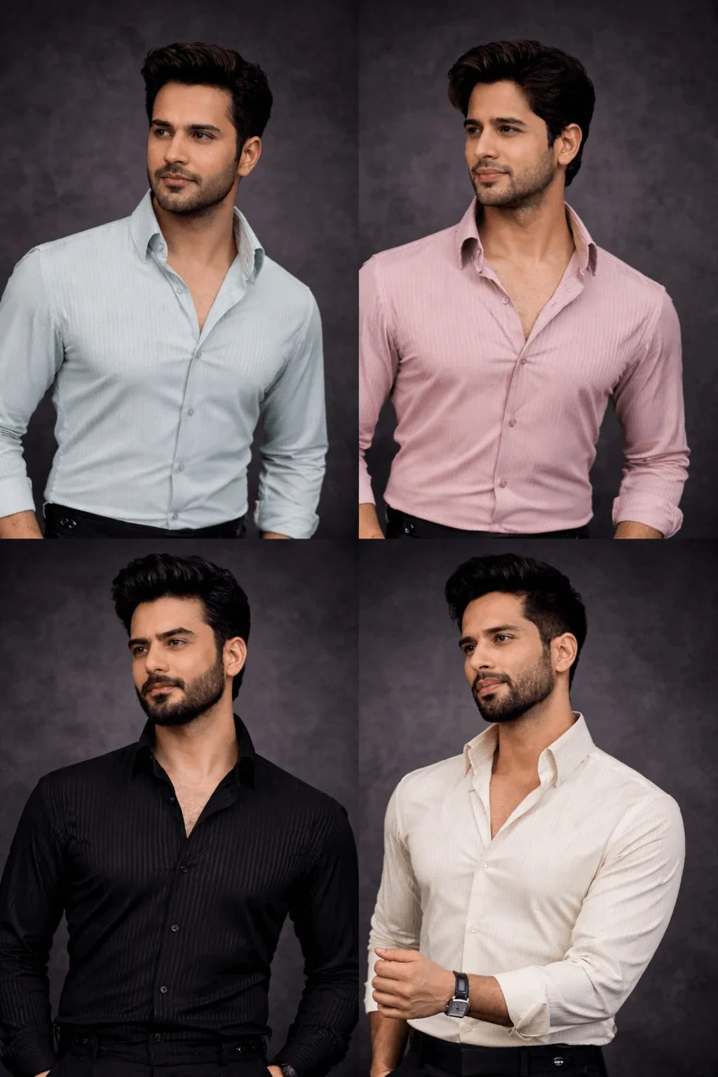 Long Collar Pinstripe Shirt | 4 Classic Colors