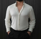 Long Collar Pinstripe Shirt White