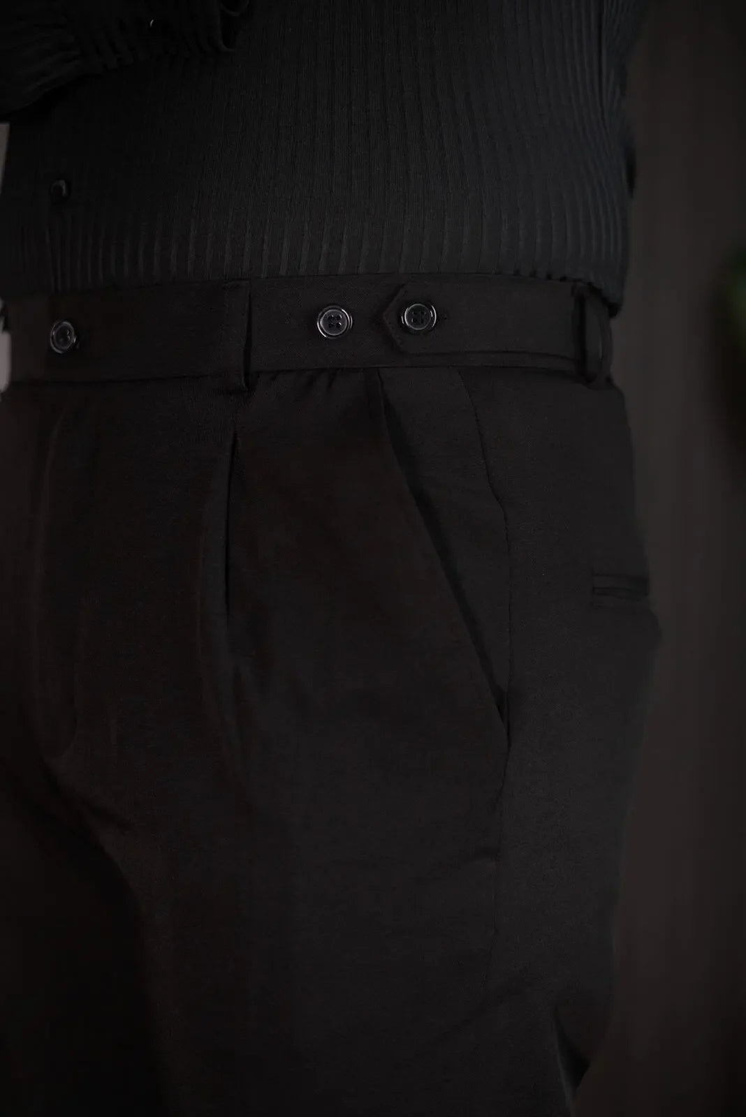 Black bootcut formal trousers for men – hem and shoe detail
