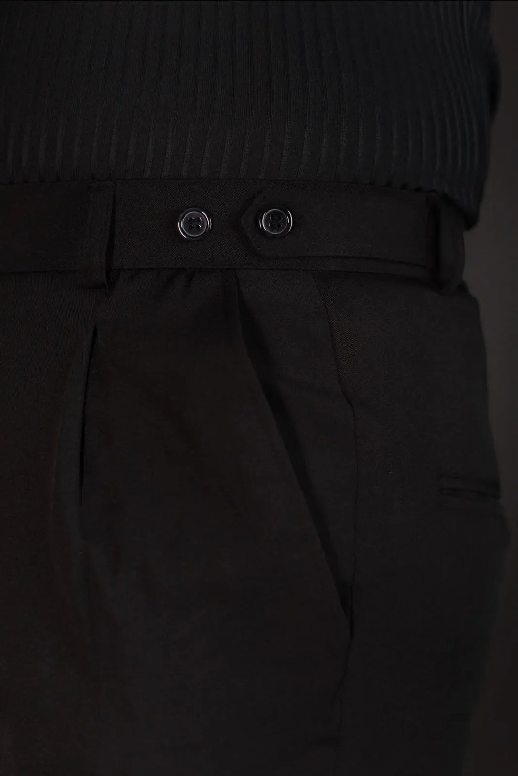 Bootcut bell bottom formal pants – tailored waist close-up