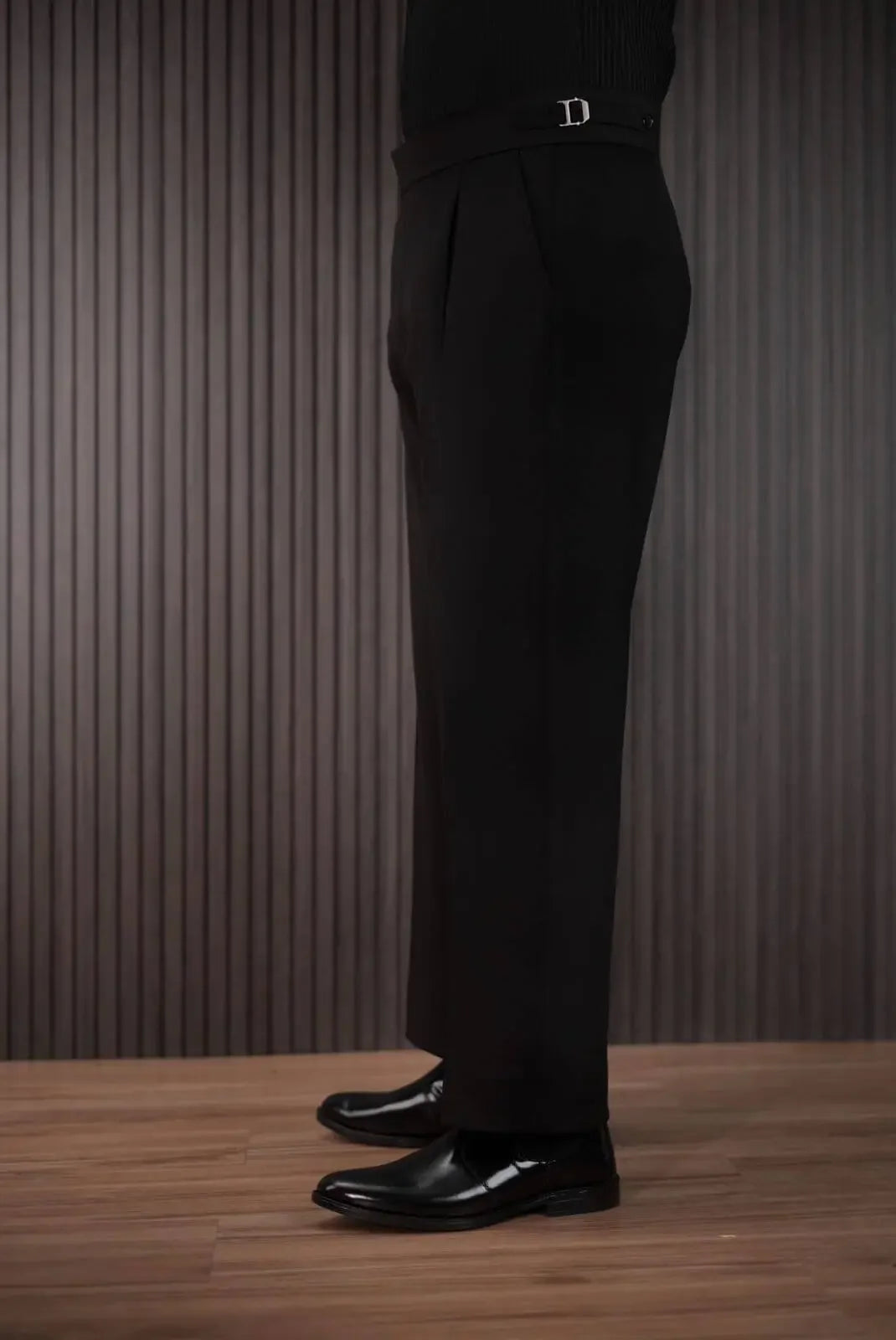 Men’s Black Bootcut Gurkha Pants – Formal Dress Trousers