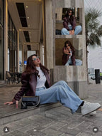 Burgundy Leather Jacket (For Women)