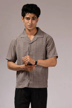 Jacquard Cuban Collar Shirt Grey