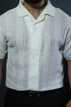 Jacquard Cuban Collar Shirt White