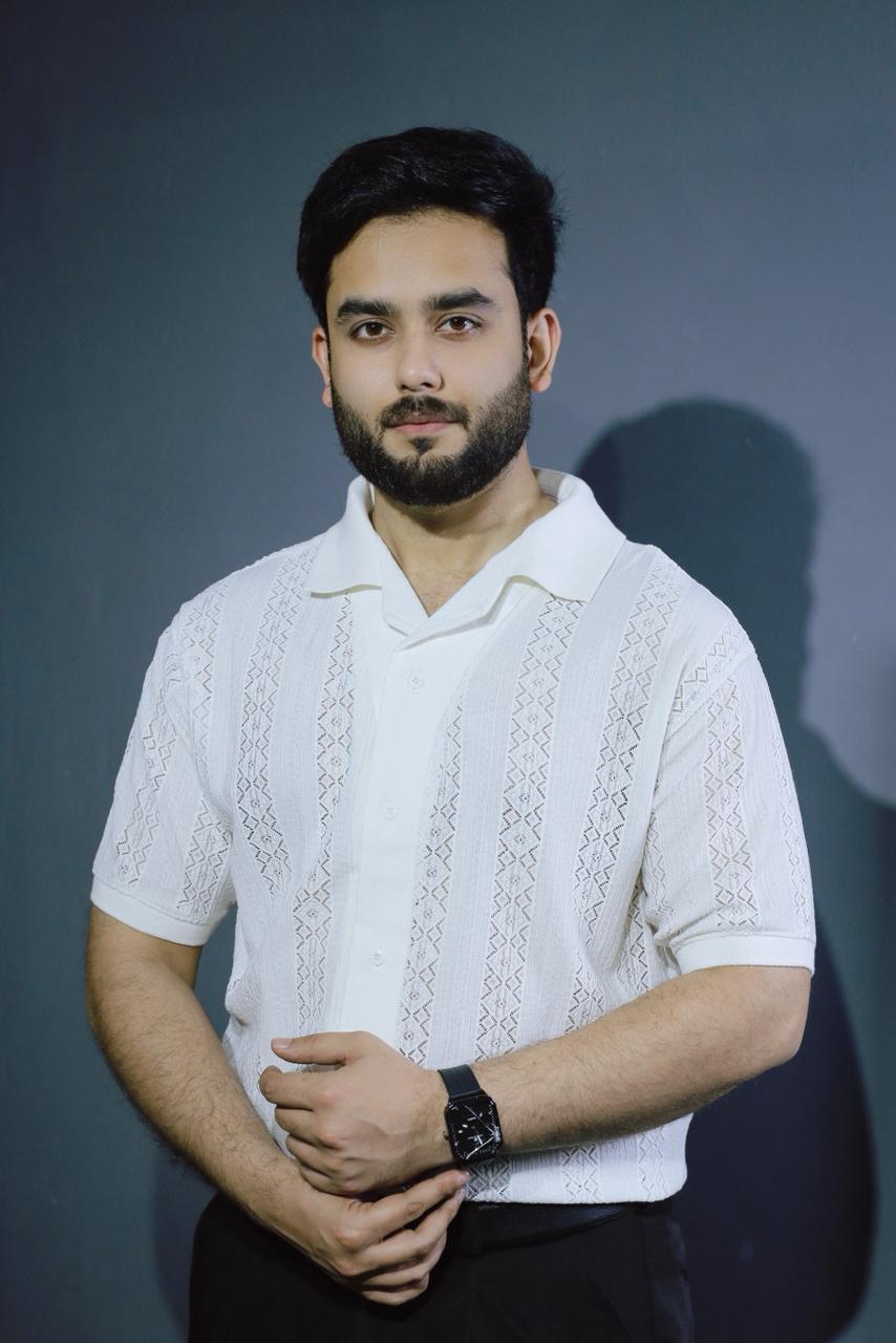 Jacquard Cuban Collar Shirt White