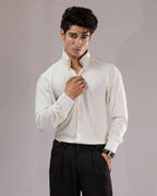 Long Collar Pinstripe Shirt White