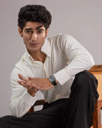 Long Collar Pinstripe Shirt White