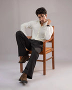 Long Collar Pinstripe Shirt White