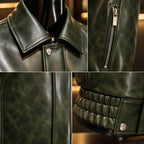 Alligator Green Leather Bomber Jacket