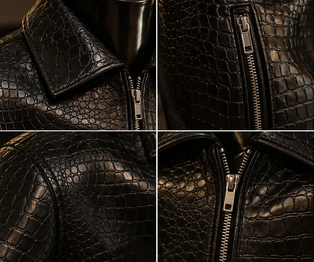 Mafia Black Crocodile Leather Jacket