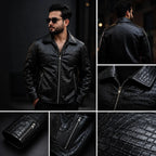 Mafia Black Crocodile Leather Jacket